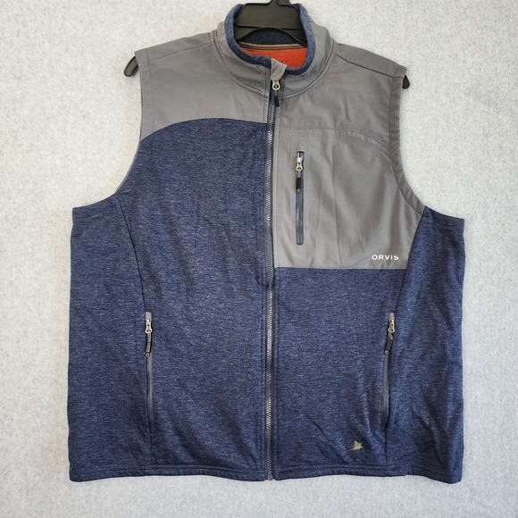 Orvis Other - Orvis Vest Mens XL Blue Grey Wool Blend Fleece Lined Full Zip Gorpcore Outdoor‎